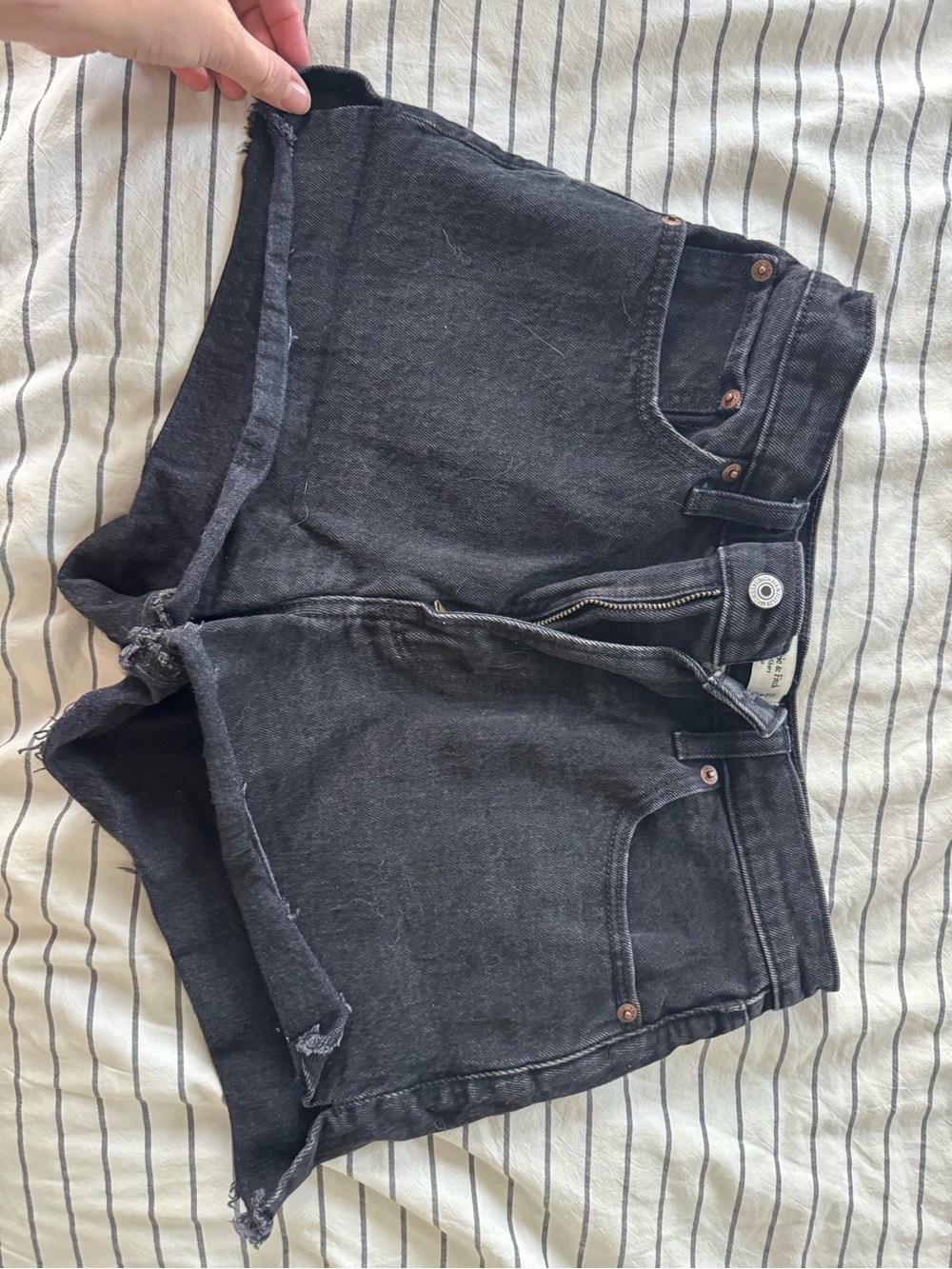 Abercrombie & Fitch Black High-Rise Denim Cutoff Shorts